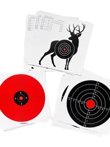 17cmx17cm Indoor Outdoor Sports Training Target Paper, Durable Dual Adhesive Material, 30 Sheets Combo Pack (contains Ten Rings/five Rings/moose Pattern)