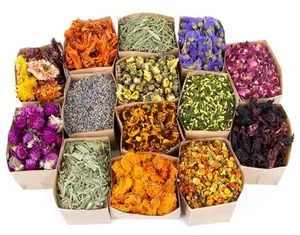 Dried Flowers Bulk Set, 14 Pack Natural Dried Herbs, Lavender Rose Petals Rosemary Calendula, Botanical Craft Supplies for Candle Making, Soap Making, Resin Art, Bath Bombs, Potpourri, DIY Home Decor