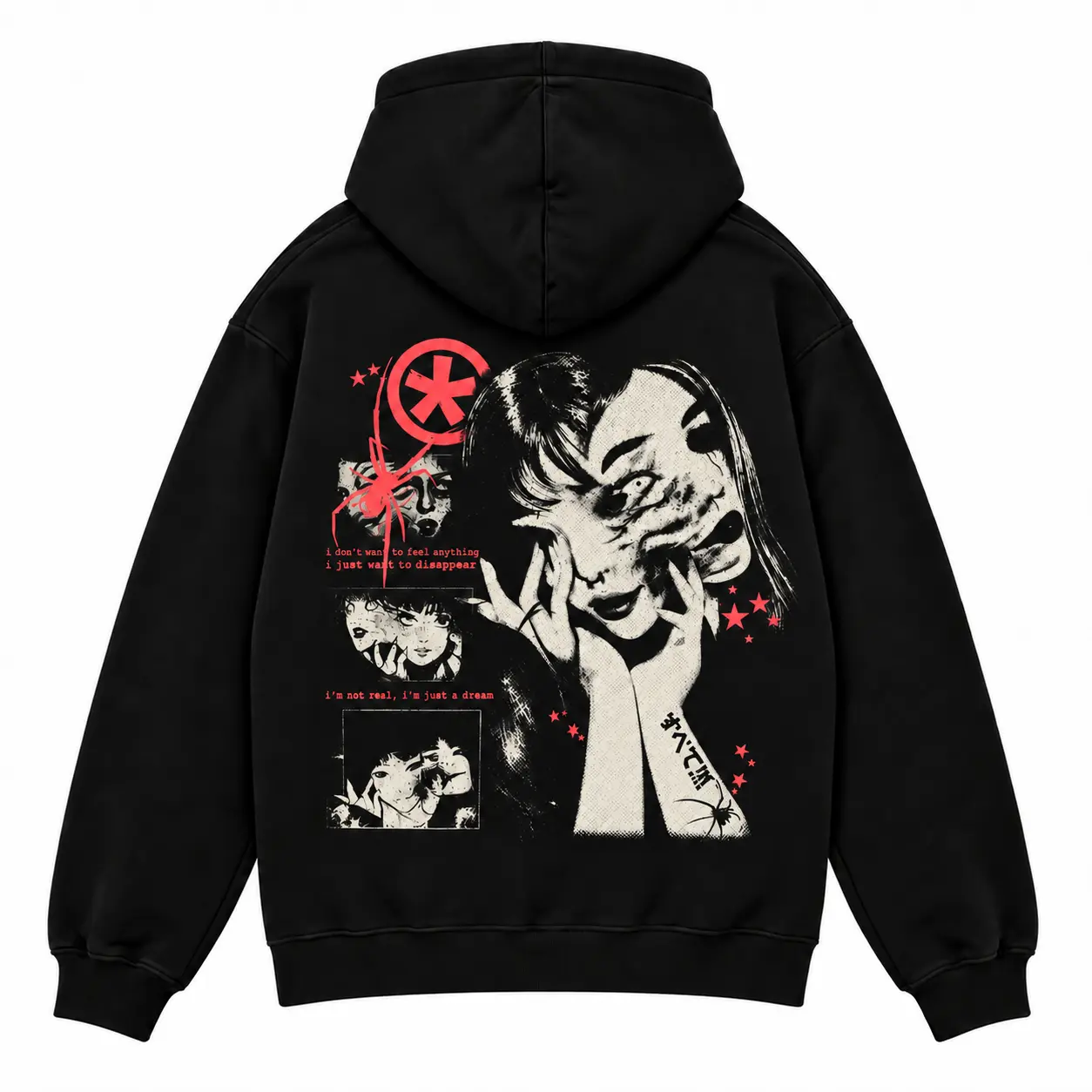 Gothic Graphic Hoodie, Retro Grunge Portrait Collage Print, Unisex Halloween Pullover Sweatshirt for Men and Women