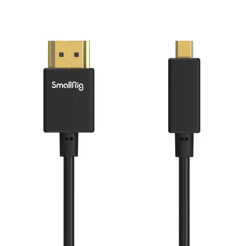 SMALLRIG Micro Ultra-Thin HDMI 2.0 Version Standard Cable (D to A, 35cm/1.15Ft) - Super Flexible, High-Speed 4K 60Hz HDR, Digital Portable Cable with Audio Return Channel, Ethernet, Content Creator Accessory for Sony A7RIII/A6600/A6500 Camera Stabilizers