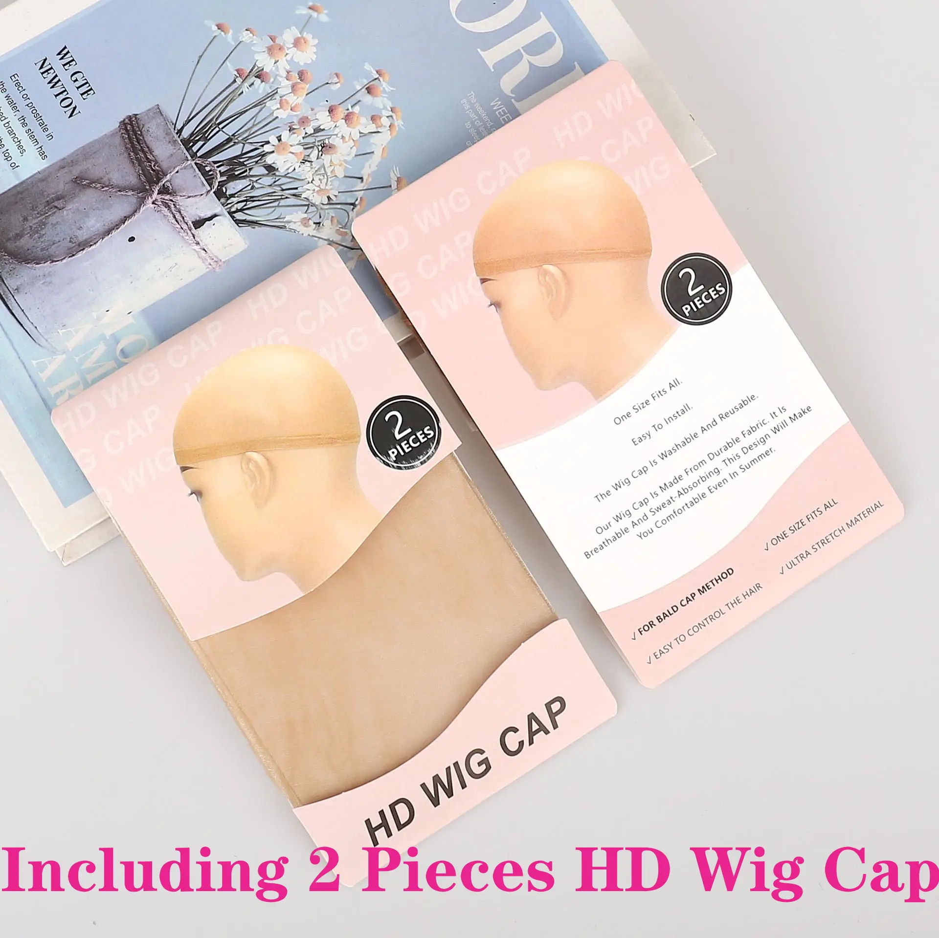 Invisible HD Human Hair Wig cap 2Pieces/pack Stretch Elastic Hair Net For Women