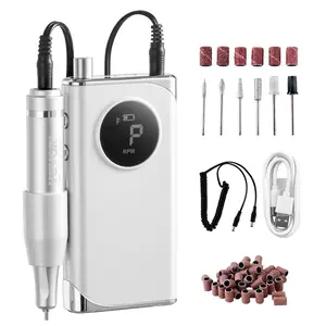VEVOR Electric Rechargeable Nail Drill, 40,000RPM Portable Cordless Nail E File Machine, LCD-Display Acrylic Gel Grinder Tool with 6 Bits and 50PCS Sanding Bands for Manicure Pedicure Carve Polish