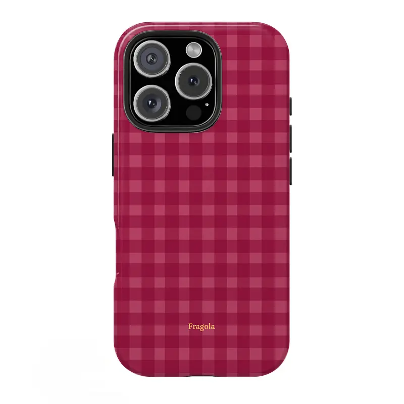 Vibrant Red Plaid Cellphone Cover - Glossy Finish, Bold Check Motif, Chic Timeless Look, Drop-Resistant Protective Accessory, Fits iOS iPhone 17,16,15,14,13,12