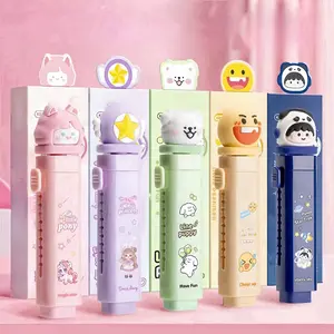 Cartoon Creative Eraser, Rotating Push-Pull Design, High Aesthetic Value, Universal Pencil Rubber Eraser for Elementary Students