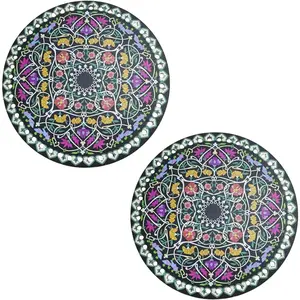 2 PCS Acrylic Perforated Base Plates, Double Sided Printed Fruit Woven Rattan Tray Bottom Liner Pad,DIY Material Accessory for Handmade Weaving Basket Crochet Tote Bag-Jungle Mandala