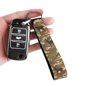 Vintage Old School Camo Webbing Wrist Key Lanyard, Durable Polyester Webbing Car Key Fob Strap Keychain, 4th of July Patriotic Retro Hunting Accessory, Heavy Duty Key Holder For Vintage Truck Auto Keys, Backpack Charm Utility Wrist Strap