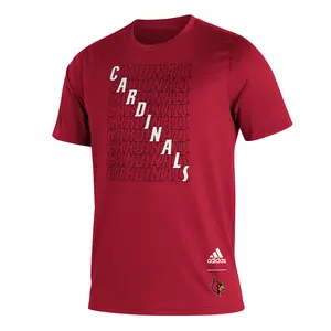 adidas Mens Louisville Cardinals Crew Neck Short Sleeve Athletic Training Casual Tops Casual Lightweight - Red