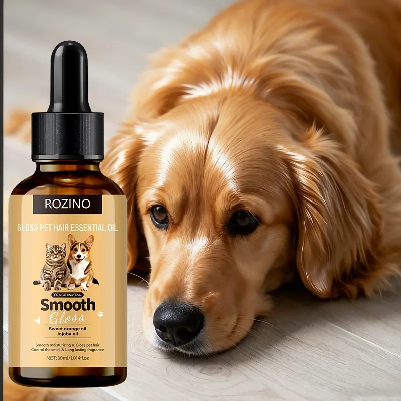 Rozino Pet Hair Oil 30ML, Cat Dog Universal, Kitty, Kitten, Daily Canine Wellness, Smooth Nourishing, Deodorizing Scent, Sweet & Jojoba Oil, Gentle Non-Irritating