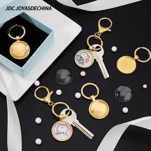40pcs DIY Keychain Making Kit Round Pendant with Transparent Silicone Disc Personalized Keychain Accessories Can Hold Photos and Anniversaries
