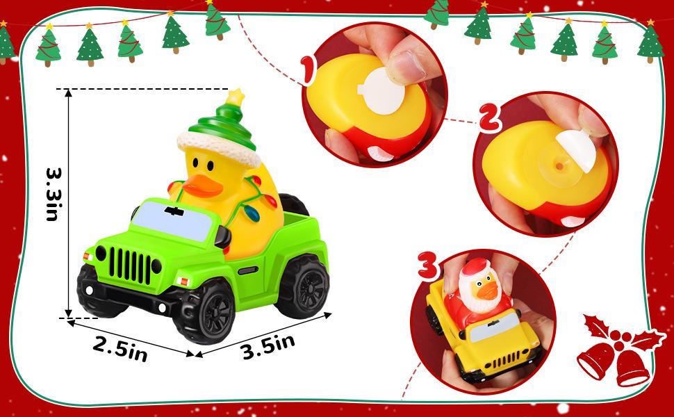 Christmas Rubber Ducks for Ducking 12-Pack – 12 Holiday Ducks + 12 Mini Cars | 3.5 in Cars Fit 2 in Ducks | Stocking Stuffers, Xmas Party Favors & Gift for Kids Christmas Rubber Ducks for Ducking 12-Pack – 12 Holiday Ducks + 12 Mini Cars | 3.5 in Cars Fit 2 in Ducks | Stocking Stuffers, Xmas Party Favors & Gift for Kids