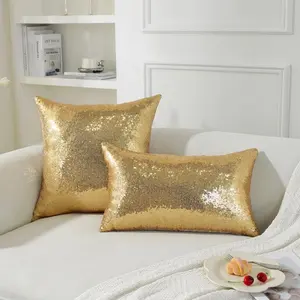 Glitter Sequin Cushion Cover, 1 Count Luxury Solid Color Throw Pillow Cover, Household Decoration Supplies for Home Living Room Bedroom