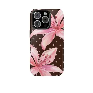 Vintage Beautiful Polka Dot Blooming Lily Pattern Phone Case,phone Case Suitable for Iphone 11/12/13/14/15/16/17 Pro Promax Plus Air and Samsung S22/S23/S24/S25 Plus Ultra Fe, Ideal Birthday or New Year Gift for Friends, Family and Loved Ones, Cover, Acce