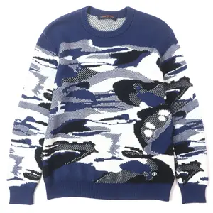 Pre-owned Louis Vuitton Cotton Small Leather Goods Camo pique jacquard Knit Sweater