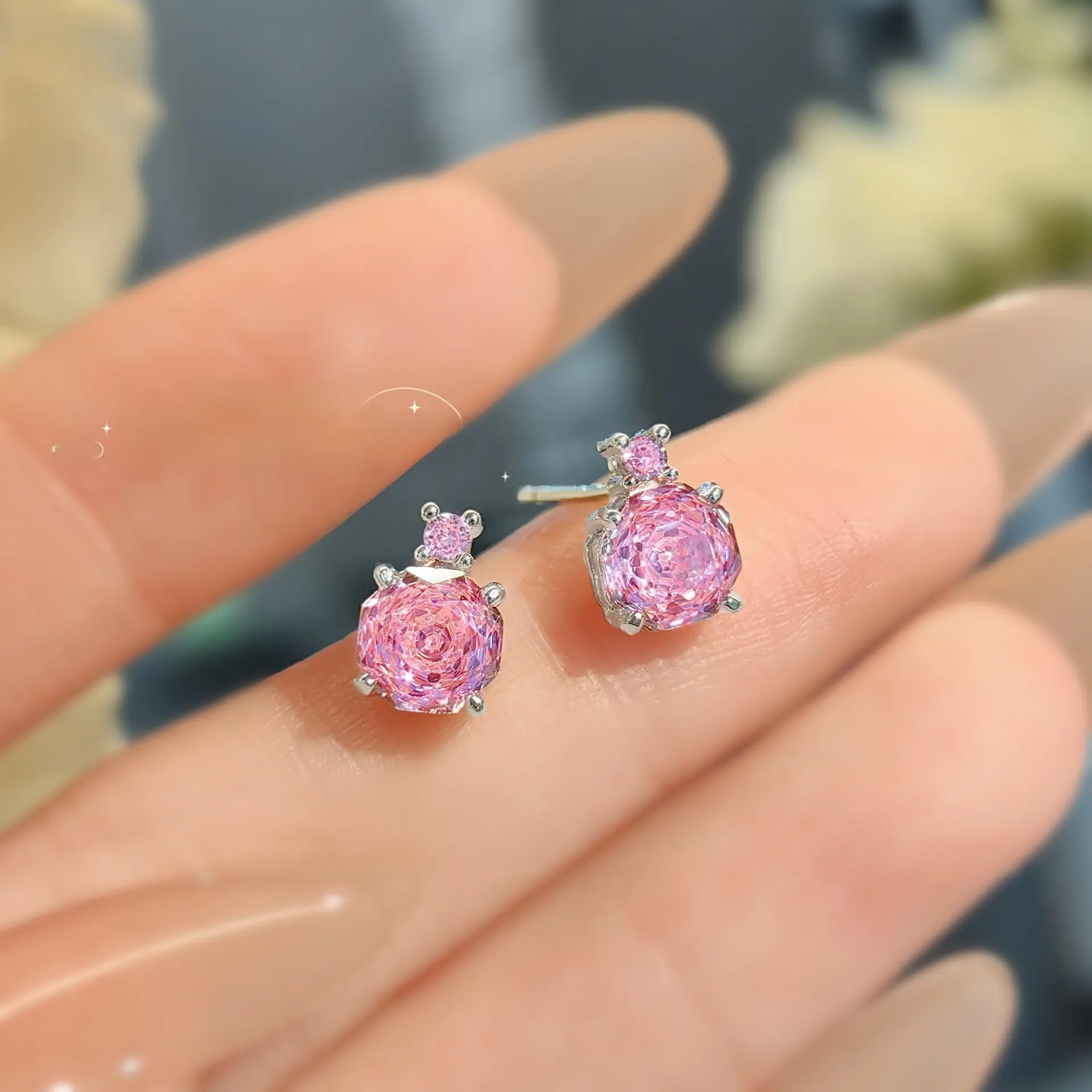 Pink Diamond Earrings [Price per Pair]