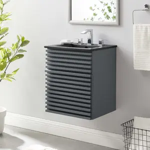 Modway Render 18" Wall-Mount Bathroom Vanity in Gray Black