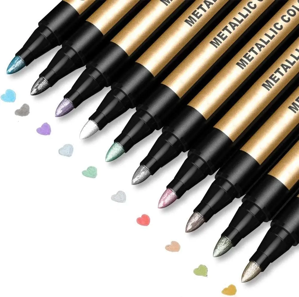 10 10 Markers, Metallic Color Markers Set of 10 Vibrant Colors for Art and Craft Projects