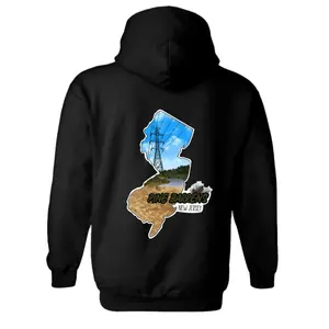 Pine Barrens Hoodie - Black with New Jersey Map Design for Men and Women
