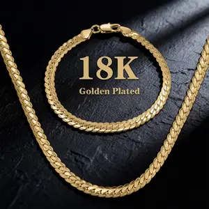 Must-Have 2PCS 18K-Golden-Plated 5mm Necklace & Bracelet Set Trendy Creative Set for various occasions 8 Inch Bracelet 20/22/24 Inch Necklace