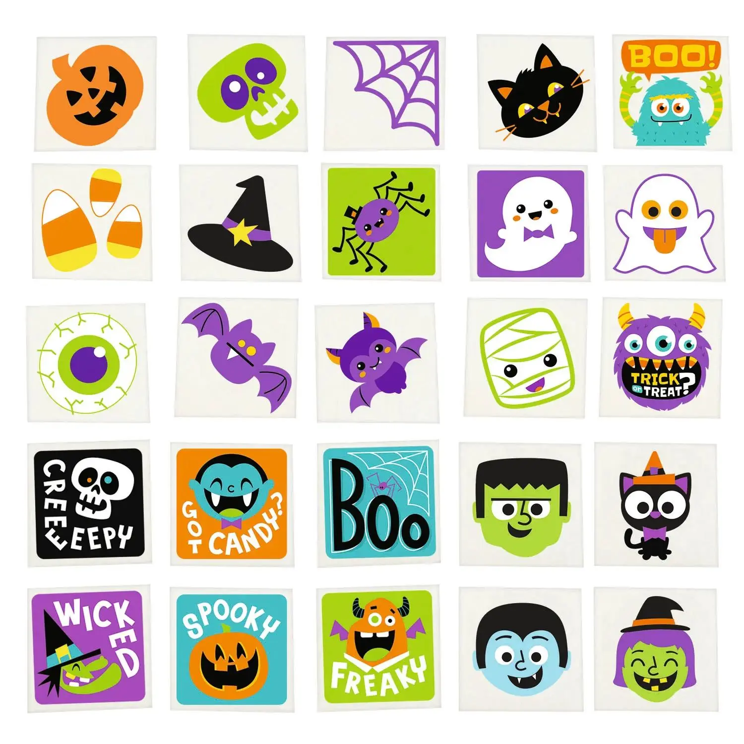 Halloween Paper Temporary Tattoo Assortment, 1 1/2", Bulk 504 Pcs