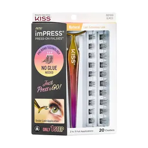 KISS Falsies False Eyelashes, Lash Clusters, 'Natural', 12 mm, Includes 20 Clusters, 1 applicator, Contact Lens Friendly, Easy to Apply, Reusable Strip Lashes