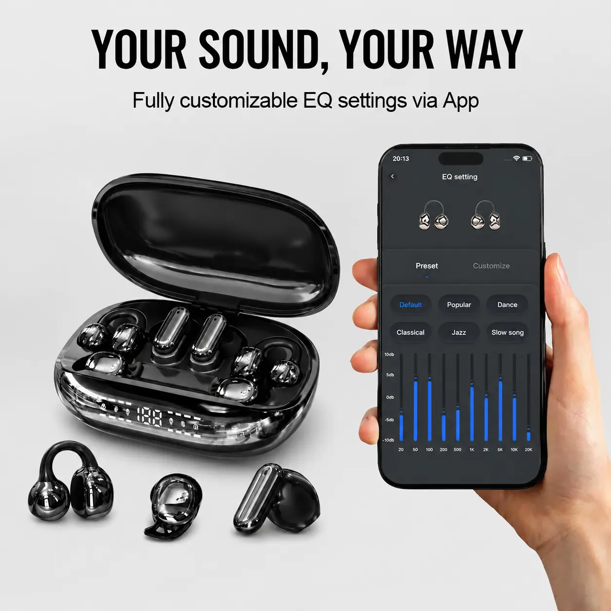 GT699S Bluetooth Wireless Earbuds with Chargeable Power Bank Case, 6 Earbuds, Clip-On Design, Noise Cancellation, Water Resistant, Reverse Phone Charging, Audio for Sports & Sleep, Android & iOS Compatible