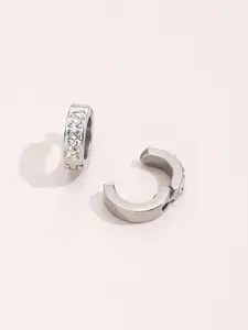 Men's Simple Style Rhinestone Decorated Hoop Earrings (1 Pair), Fashion Jewelry for Party, Daily Clothing Decor, Trendy All-match & Exquisite Jewelry for Birthday Gift, Trendy Fashionable Accessories, Non Piercing Earrings