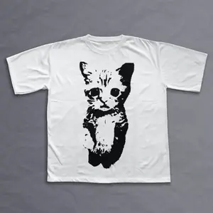 Cat Y2k T-Shirt, Unisex Vintage Graphic Tees Gothic Grunge Y2k Emo Scene Amity Affliction Style Clothes Men Women Streetwear