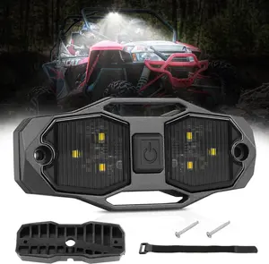 UTV Dome Light Universal Roll Bar Cage Mount LED White Interior Dome Light Pods Smoke Black Housing Utility Roll Cage Dome Light Map Light Courtesy Light for Off Road On Road Jeep Truck 4x4 UTV ATV Polaris Can Am
