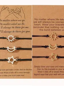 3-Piece Star Hollow Design Adjustable Bracelets, Fashion Accessories for Parties and Daily Wear, Trendy Jewelry Gift Idea