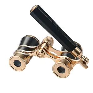 Vintage 3x25 Opera Glasses with Retractable Handle, All-Metal Binoculars for Theater and Concerts