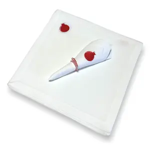 6 pack white linen red pomegranate 18 x 18" napkins