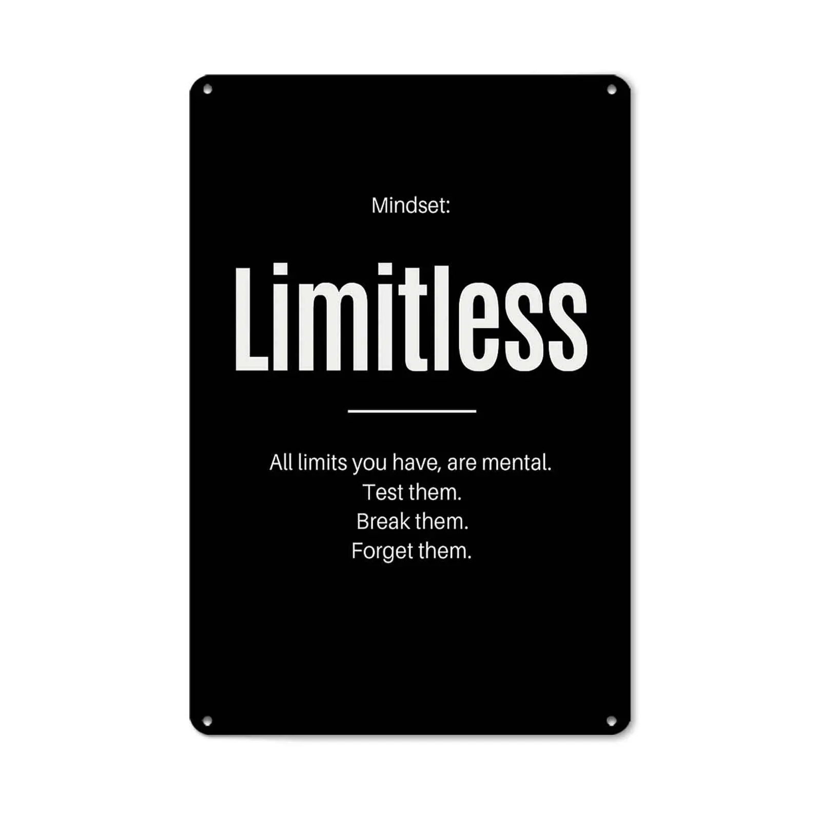 8x12 in 1-Piece Aluminum Retro Inspirational "Limitless Mindset" Quote Metal Sign - Home Decor Plaque for Man Cave, Office, Ideal Gift for Home Supplies Enthusiasts