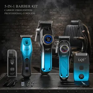 [Father's Day] LQT 5-in-1 Professional Barber Kit, Hair Clipper, T-Trimmer, Detail Trimmer, Electric Shaver & Nose Hair Trimmer Set, Cordless LED Digital Display, USB Rechargeable, Complete Barber Accessories, salon at home，Premium Men’s Grooming Gift Set