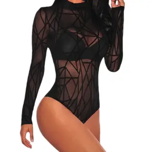 One piece Long sleeve Eroctic lingerie high neck lace sexy lingerie woman.  Curvy/Plus size