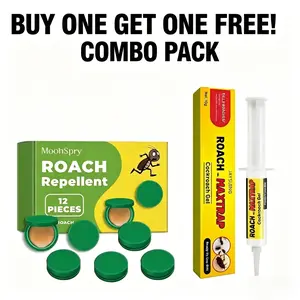 Buy 1 Get FREE! MoonSpry Roach Repellent + MaxTrap Killer Gel, Dual-Effect Cockroach Exterminator for Home & Kitchen floor type