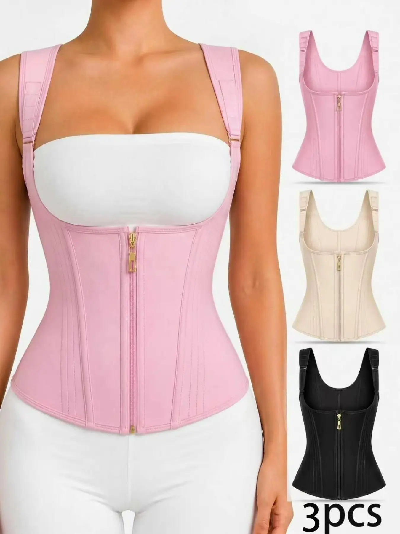 Front-Zip Waist Trainer Corset, Adjustable Strap Waist Sculpting Shaper, Tummy Control Compression Cincher for Hourglass Figure Shapewear Fit Underwear