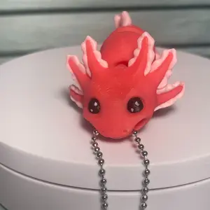 3D Printed Hot Pink Fuchsia Axolotl Mama Keychain Figurine - 4.25" Tall Detailed Collectible Home Decor Statue, Mother's Day Gift (Matching Babies Coming Soon)