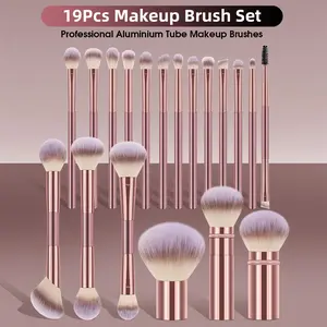 19PCS Professional Makeup Brush Set, 3pcs Dual-Ended Multi-Taskers, 3pcs Retractable Travel Brushes, 13pcs Daily Face Brushes.Travel Essential,Valentine's Day,Gifts For Women,Makeup Artist,Professional  Makeup Kit