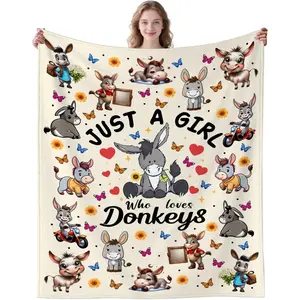 1PC Donkey-patterned blanket, a gift for adult women, an animal-themed blanket, specially designed for girls who love donkeys, a gift for girls who adore donkeys.