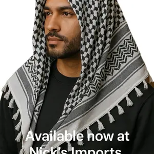Nick's Imports Shemagh Tactical Desert Scarf Cotton Keffiyeh Neck Head Wrap for Men Women Machine Washable Soft Breathable Durable 43x43 Inches Classic Scarf Wrap