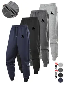 Men's Casual Fashion Essentials: Cotton-Feel Breathable, Durable, Wrinkle-Resistant Outdoor Trousers with Cuffed Legs. Plain-Coloured, Versatile Print Workwear-Style Sweatpants with Drawstring Waistband. Ideal for Daily Commuting, Running, Gym Workouts, a