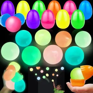 12 Pack Glow in the Dark Easter Eggs – 3" Filled Sticky Ceiling Fidget Toys, Easter Basket Stuffers, Party Favor Gifts for Kids Toddlers Boys Girls