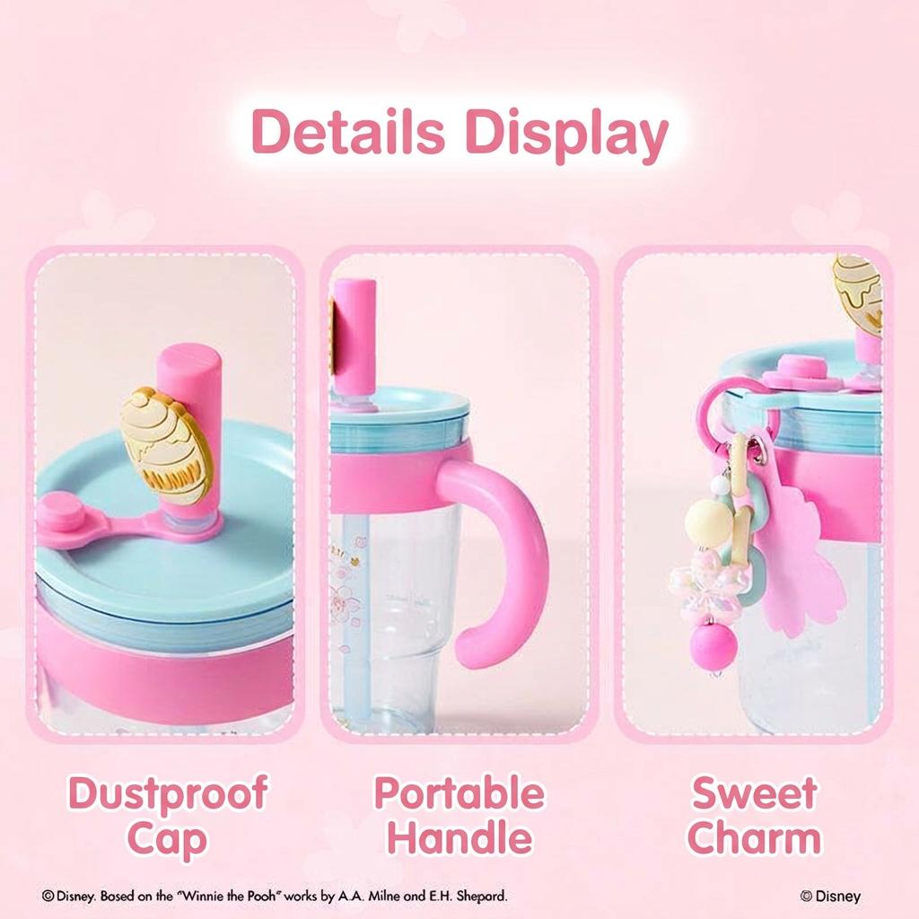 Disney Cherry Blossom Season Series Winnie the Pooh Handheld TRITAN Cup 700mL – Cute Travel Tumbler, Perfect Gift for Disney Fans, Stay Hydrated in Spring Style!