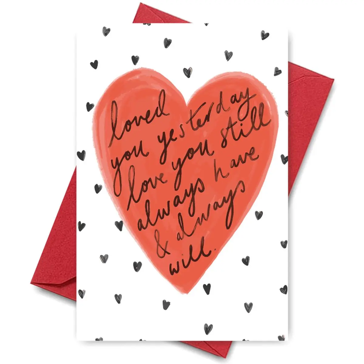 1PC Heartfelt Valentine's Day Card, "Loved You Yesterday, Love You Still, Always Have & Always Will" Heart Design, For Romantic Partners, Perfect for Timeless Valentine's Wishes
