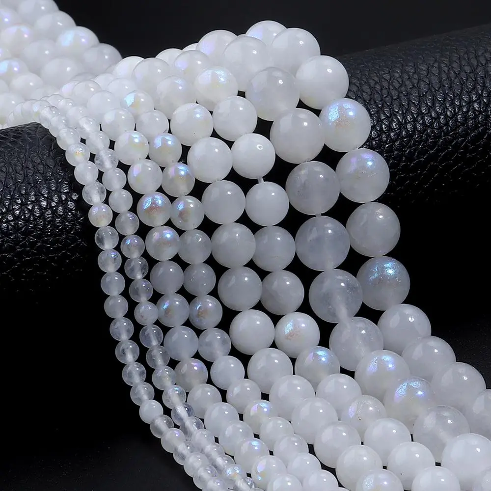 Apx 35-87pcs 4/6/8/10mm Round Moonstone Beads Loose Spacer Beads For Jewelry Making DIY Bracelet Necklace Earrings Accessories