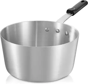 GRIDMANN 4.5-Quart Tapered Aluminum Sauce Pan with Silicone Handle, NSF Listed Heavy Duty Professional Cookware