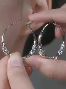 Twisted Crystal Ring Earrings Set, Fashion Style, Suitable for Women and Girls, Perfect for Parties and Weddings, Great Gift Idea