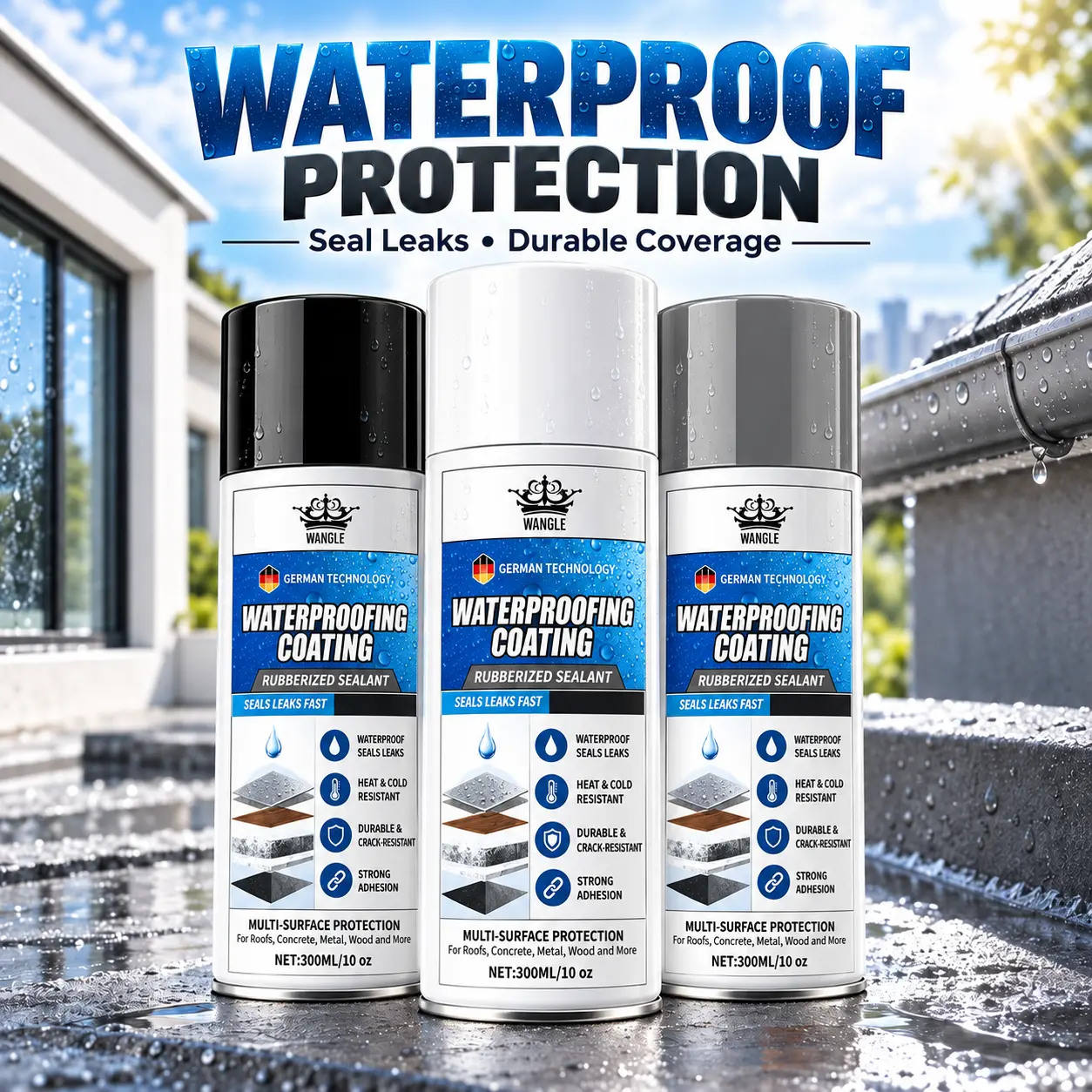 Waterproofing coating– Waterproof Sealant for Roofs, Concrete, Tile & Wood, Seals Cracks & Leaks, Helps Protect Surfaces from Moisture & Water Damage, Easy Home Repair for Indoor & Outdoor Use