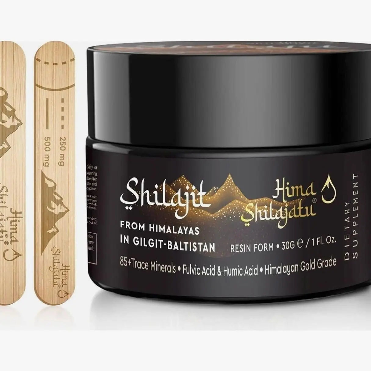 Hima Shilajatu Shilajit Purest Himalayan Organic Shilajit Resin - Gold Grade 100% Purity Shilajit with Fulvic Acid & 85+ Trace Minerals Complex for Energy & Immune Support, 30 Grams (2 Months Supply)
