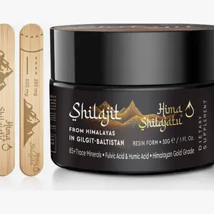 Hima Shilajatu Shilajit Purest Himalayan Organic Shilajit Resin - Gold Grade 100% Purity Shilajit with Fulvic Acid & 85+ Trace Minerals Complex for Energy & Immune Support, 30 Grams (2 Months Supply)